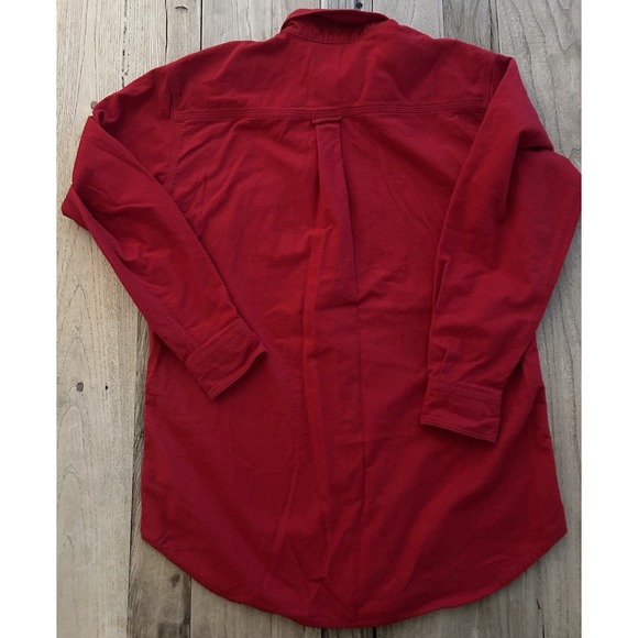 Vintage Woolrich Chamois Button Shirt Red Oversized Med MADE IN USA 100% Cotton - Picture 2 of 5